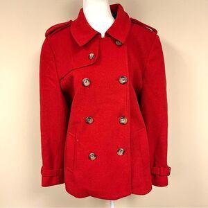 Perfect by Carson Kressley red wool/cashmere pea coat Sz L
